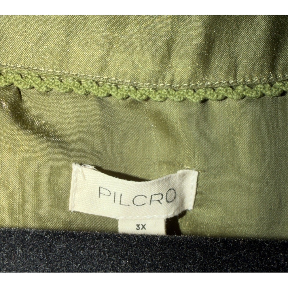 Pilcro Olive Satin V-Neck Blouse - Picture 5 of 11